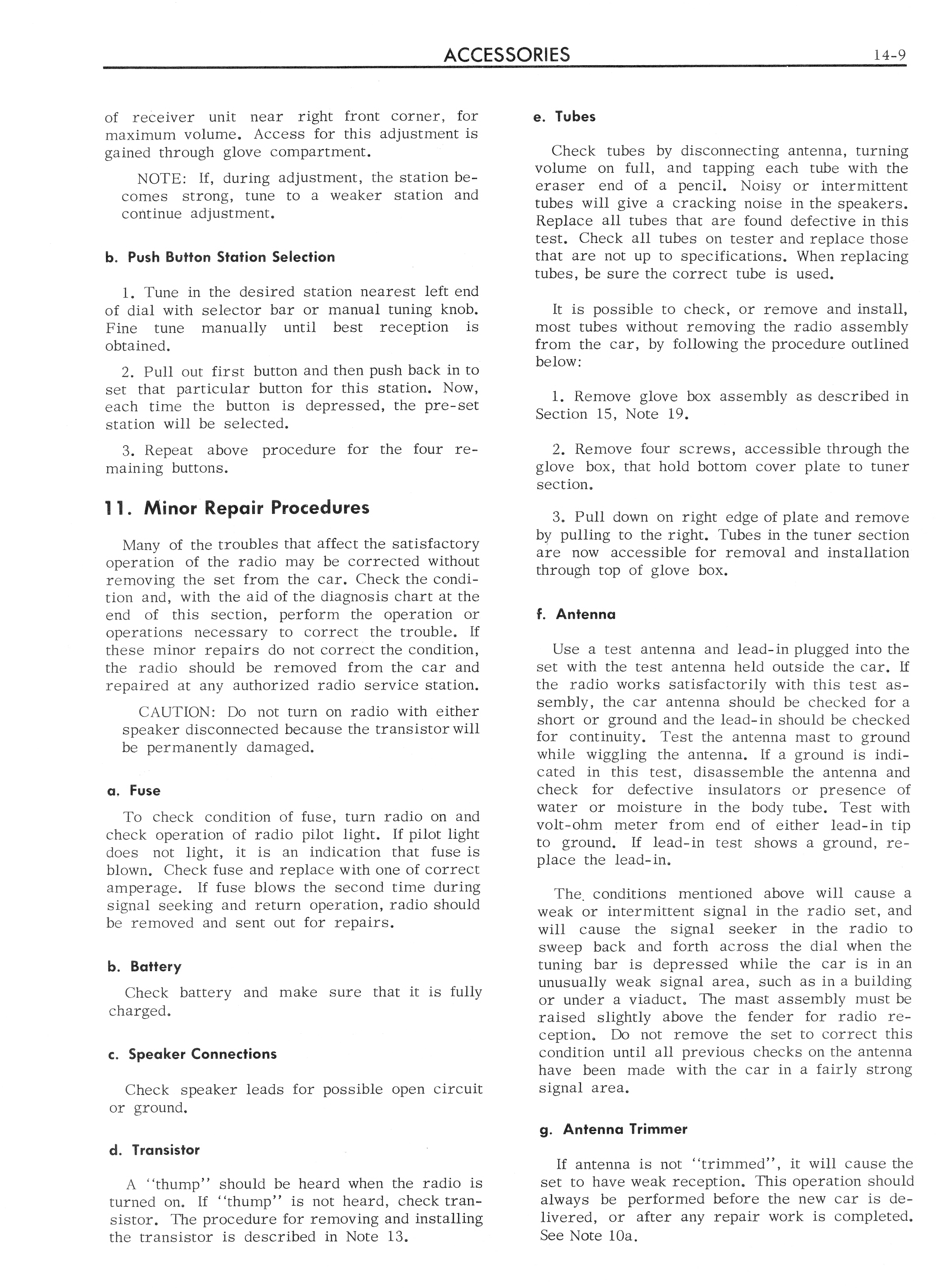 1962 CADILLAC SHOP MANUAL visual data 2